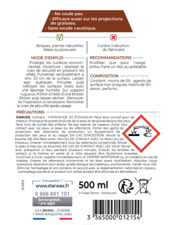 Nettoyant pierres et briques pour cheminée – Élimine efficacement les traces de suie et de fumée