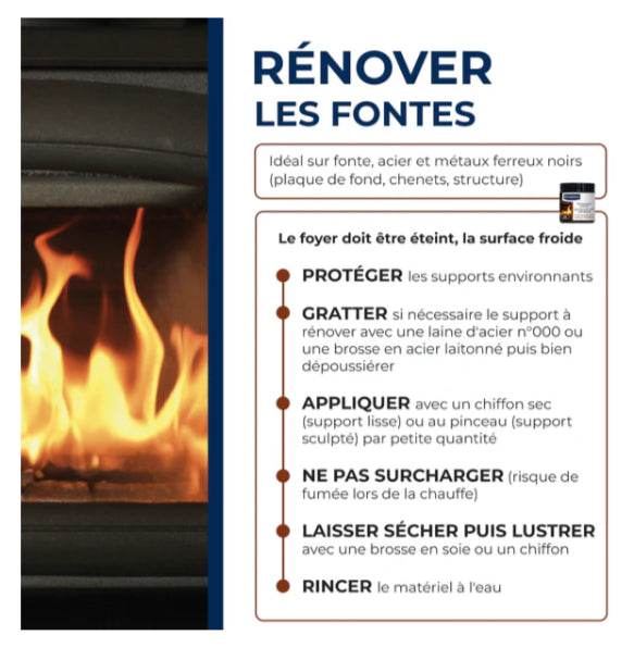 Rénovateur fonte et acier pour poêle et insert bois – Redonne de l’éclat à vos équipements